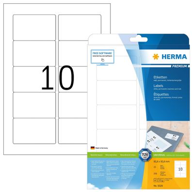 Premium Etiketten A4, 83,8 x 50,8 mm, weiß, permanent haftend