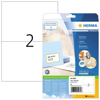 Herma Etiketten permanent 210 x 148 mm weiss Premium 25 Bl 50 Etik
