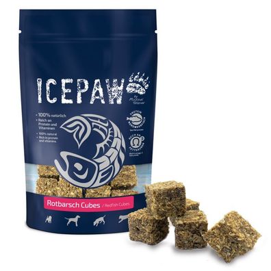 ICEPAW Rotbarsch-Cubes 100g Hundesnack Fisch-Happen