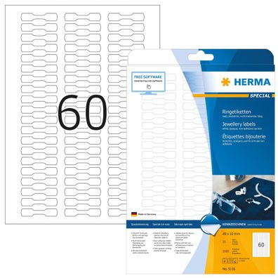 Ringetiketten A4, 49 x 10 mm, weiß, blickdicht, stark haftend