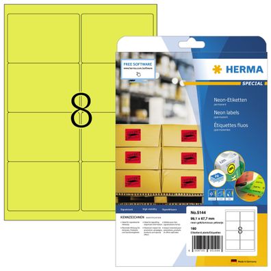 Herma Etiketten permanent haftend 99,1 x 67,7 mm neongelb 20 Bl 160 Et