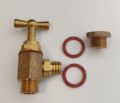 Entleerungshahn mit Schlauchanschluss und Knebelgriff 1/4" DN8