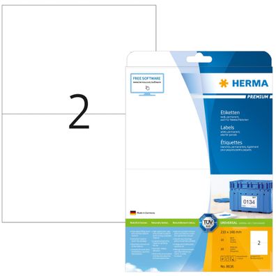 Premium Etiketten A4, 210 x 148 mm, weiß, permanent haftend