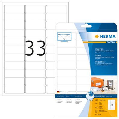 Inkjet-Etiketten A4, 63,5 x 25,4 mm, weiß, permanent haftend
