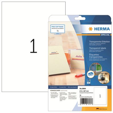 Herma Etiketten permanent 210 x 297 mm Folie transparent 10 Bl 10 Etik