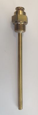 Messing Tauchhülse / Schutzrohr L= 190 mm Ø 8 mm AG 1/2 Zoll SW 27