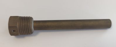 Messing Tauchhülse / Schutzrohr L= 110 mm Ø 9,4 mm AG 1/2 Zoll SW 21