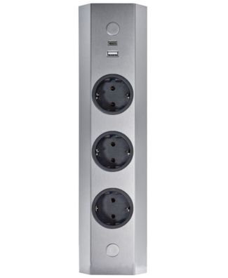 Küchensteckdose 3-fach Edelstahl Ecksteckdose USB A/C Steckdosenleiste Küche