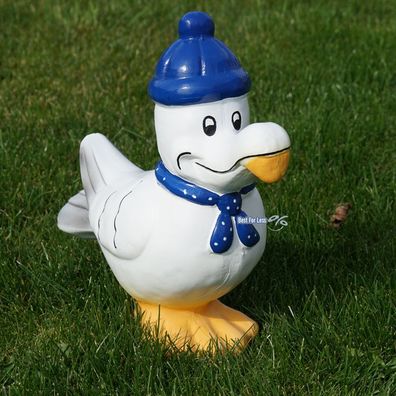 Möwe Figur Statue Skulptur Maritim Vogel Sylt Dekoration Wattenmeer Meeresvogel Mütze