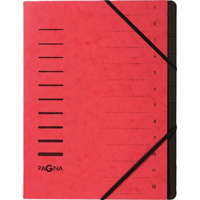 Pagna Ordnungsmappe 12 Fächer 1-12 rot
