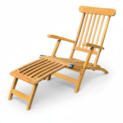 Deckchair Teak Gartenliege Serie Mainz aus massivem SVLK zertifiziertem Teakholz
