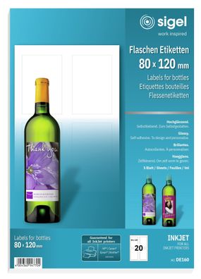 Sigel Flaschenetikett 80x120 20St DE160