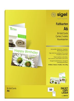 Sigel Faltkarte A6 185g hochweiß 50Bl DP671