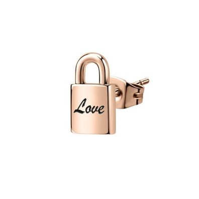 Single bronze earring Padlock Love LPS02ASD04