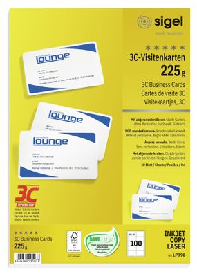 Sigel Visitenkarte 3C 85x55mm (A4) 225g LP798
