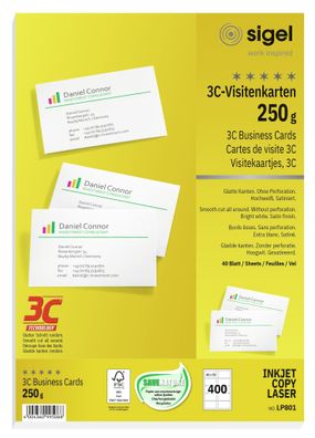 Sigel Visitenkarte 3C 85x55mm (A4) 250g LP801