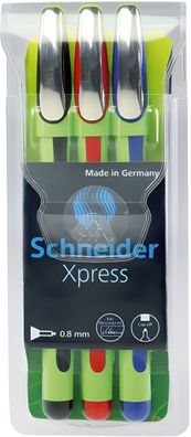 Schneider Fineliner Xpress 0,8 mm, 3er Etui, farbig sortiert
