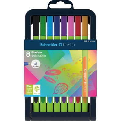 Schneider Fineliner Line-Up 8er Stiftebox, farbig sortiert