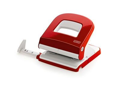 Novus Bürolocher E 225, bis 25 Blatt rot/grau, mit Anschlagschiene