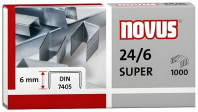 Novus Heftklammern 24/6 DIN SUPER 10.000 Stück, Schenkellänge 6 mm