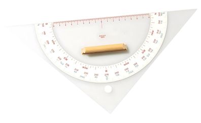 Aristo Kursdreieck 32,5 mm mit Holzgriff, Winkelskalen, 16 cm