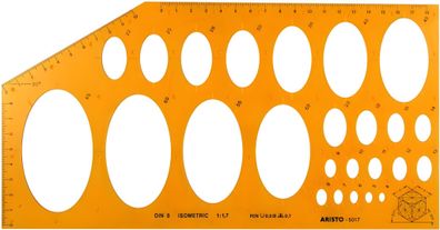 Aristo Ellipsenschablone Isometric DIN 5, 295 x 150 mm, 25 Ellipsen