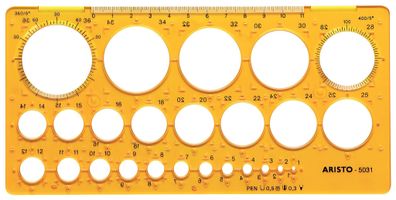 Aristo Kreisschablone 25 Kreise Durchmesser 1-36 mm, Tuschekante