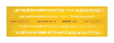 Aristo Schriftschablone Duo Combi 3,5/5mm ISO3098-1/ DIN6776 für Pigmentliner