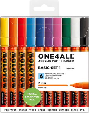 Molotow Acrylmarker ONE4ALL Acrylic 127HS 10er Etui, 2mm, Basic Set 1