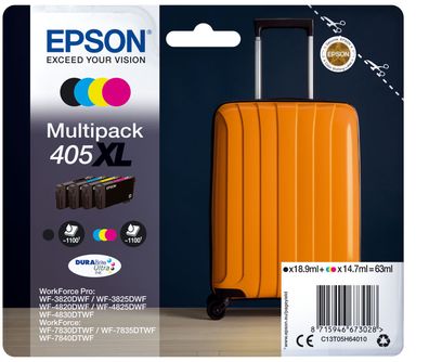 Epson Original 405XL Koffer Druckerpatronen 4er Multipack schwarz cyan magenta gelb (