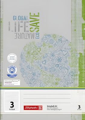 Brunnen Schulheft A4 Lineatur 3 16 Blatt Recyclingpapier 104410301