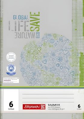 Brunnen Schulheft A5 Lineatur 6 16 Blatt Recyclingpapier 104510601