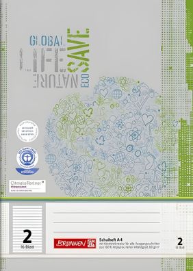 Brunnen Schulheft A4 Lineatur 2 16 Blatt Recyclingpapier 104418201