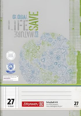 Brunnen Schulheft A5 Lineatur 27 16 Blatt Recyclingpapier 104512701