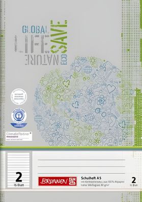 Brunnen Schulheft A5 Lineatur 2 16 Blatt Recyclingpapier 104518201