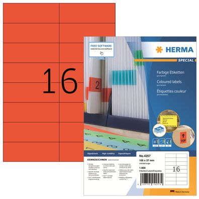 Herma Etiketten permanent 105 x 37 mm rot 100 Bl 1600 Etik