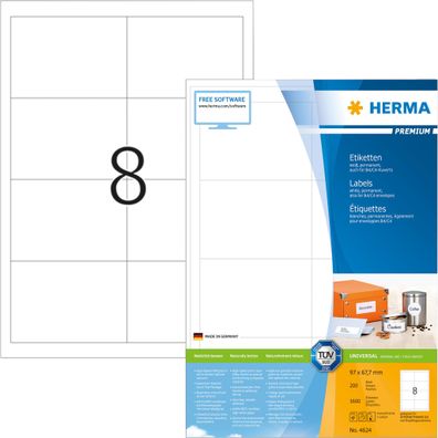 Herma Etiketten permanent 97 x 67,7 mm weiss Premium 200 Bl 1600 Etik