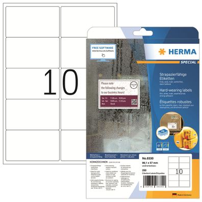 Herma Etiketten stark 99,1 x 57 mm Folie weiss 25 Bl 250 Etik