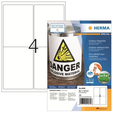 HERMA Folienetikett Special 99,1 x 139 mm (B x H) weiß 160 Etik./Pack