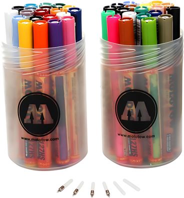 Molotow Acrylmarker ONE4ALL Acrylic 127HS 2x 20er Dose, Complete Kit, Spitzen