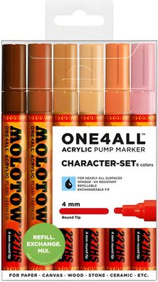 Molotow Acrylmarker ONE4ALL Acrylic 227HS 6er Etui, 4mm, Character Set