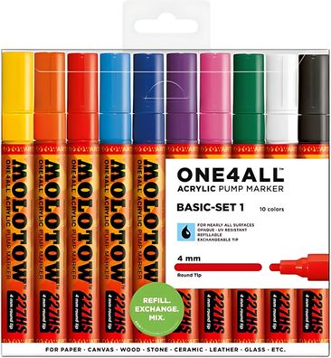 Molotow Acrylmarker ONE4ALL Acrylic 227HS 10er Etui, 4mm, Basic Set 1