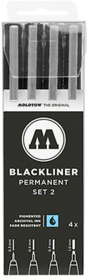 Molotow Blackliner Permanent Set 2 4er Etui, Strichstärken sortiert