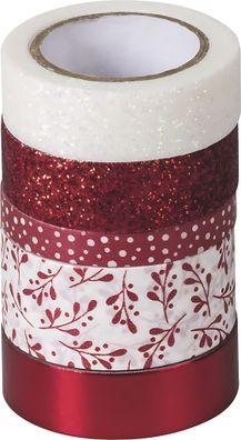 Deko Tapes Effekt Mix Rollen-Breite 06 cm - 18 cm Länge 2 m - 65 m rot