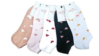 Neu 5 Paar Damen Sneaker Socken Herz Motiv Sneakers Söckchen Baumwolle Kurzsocken