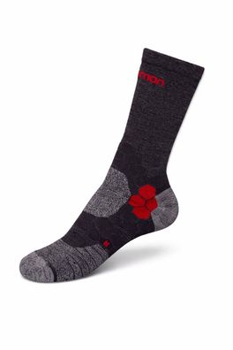 Salomon Wandersocken Merino 1 Paar Outdoor Trekking Socken Schwarz/Rot Atmungsaktiv
