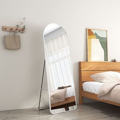 EMKE Standspiegel Ganzkörperspiegel 160x60cm Weiß stehspiegel Aluminiumrahmen