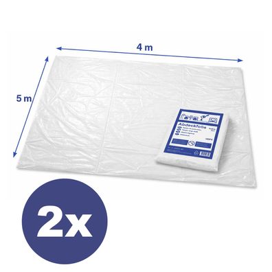 2x Abdeckfolie 4x5m Malerplane Schutzplane Allzweckfolie HDPE transparent