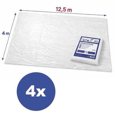 4x Abdeckfolie 4x12,5m Malerplane Schutzplane Allzweckfolie HDPE transparent