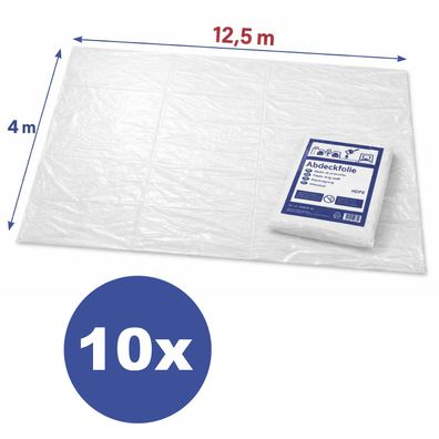 10x Abdeckfolie 4x12,5m Malerplane Schutzplane Allzweckfolie HDPE transparent